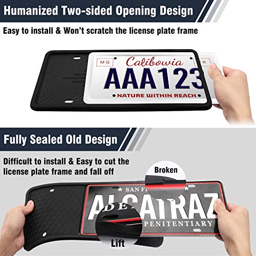 Intermerge License Plate Frames, 2 Pack Universal US Car Black TPU License Plate Bracket Holder. Rust-Proof, Rattle-Proof, Weather-Proof with Drainage Holes Car Accessories