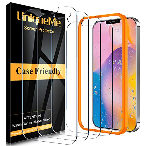 Screen Protector For iPhone 12 / 12Pro (6.1 inch) Tempered Glass[4 Pack], [Max Coverage] 9H Hardness by UniqueMe