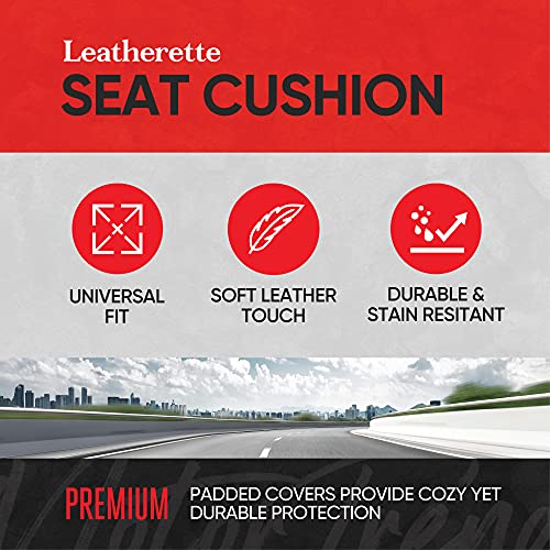 Car Seat Cover Black Faux Leather 2-Pack for Front Seats, Padded Car Seat Protectors with Storage Pockets Premium Interior Covers, Front Seat Covers for Cars Truck SUV Auto