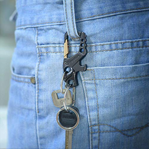 Heavy Duty Key Chain Bottle Opener,Carabiner Car Key Chains for Men and Women(Black and Gold)