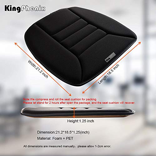 Car Seat Cushion with 1.2inch Comfort Memory Foam, Seat Cushion for Car and Office Chair (Black)