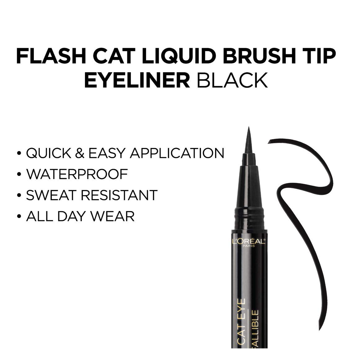 Makeup Infallible Flash Cat Eye Waterproof Liquid Eyeliner, Black