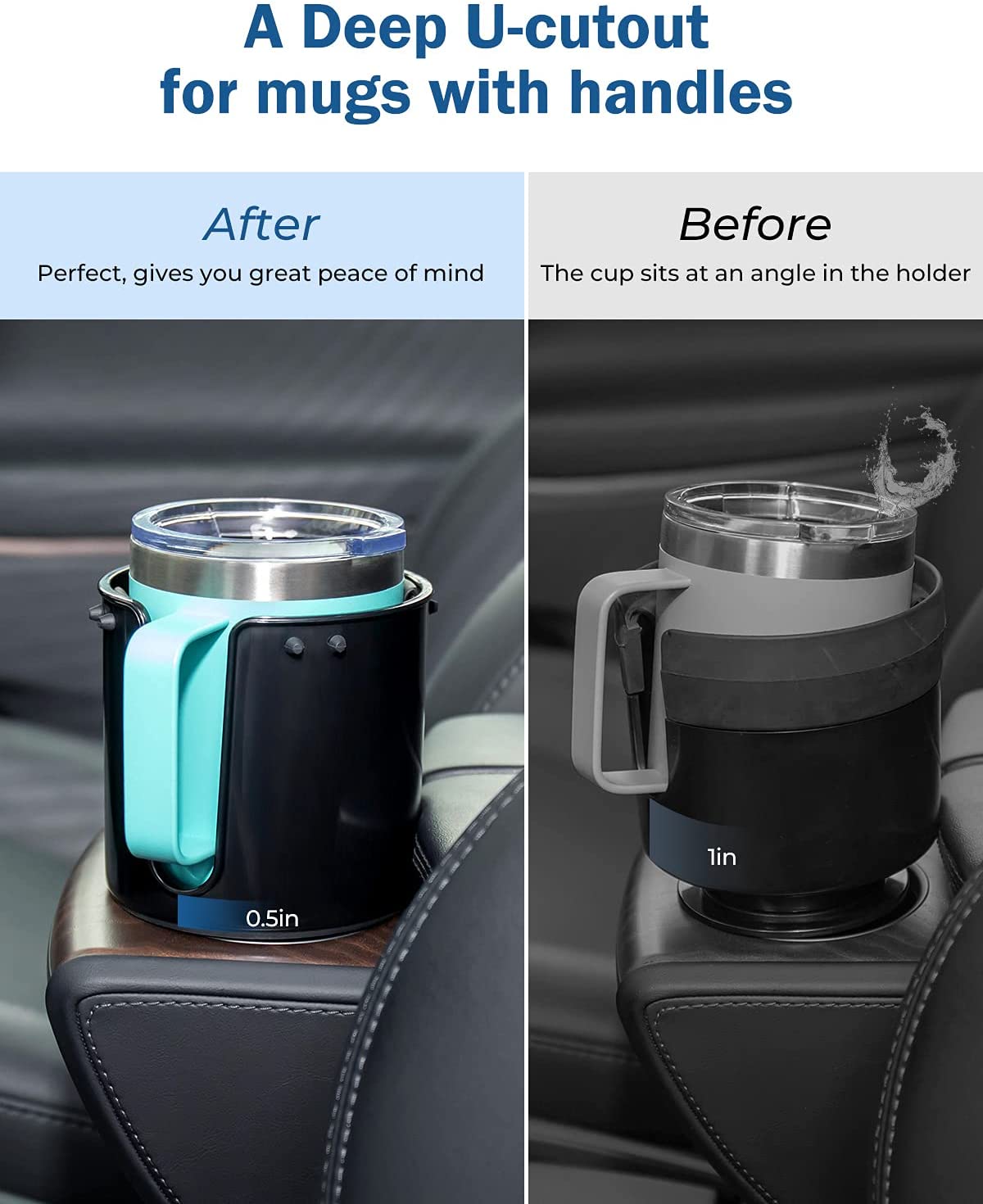 Stable Car Cup Holder Expander , Hydro Flask, Nalgene, Large Car Cup Holders