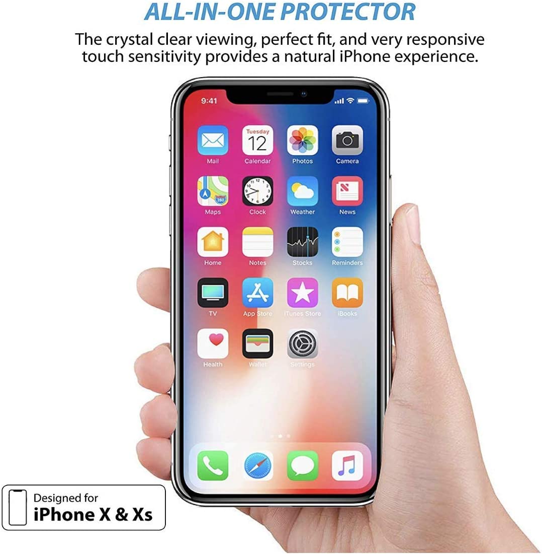 [4 Pack] Screen Protector for iPhone X, iPhone XS, iPhone 11 Pro, Beam Electronics Tempered Glass Screen Protector