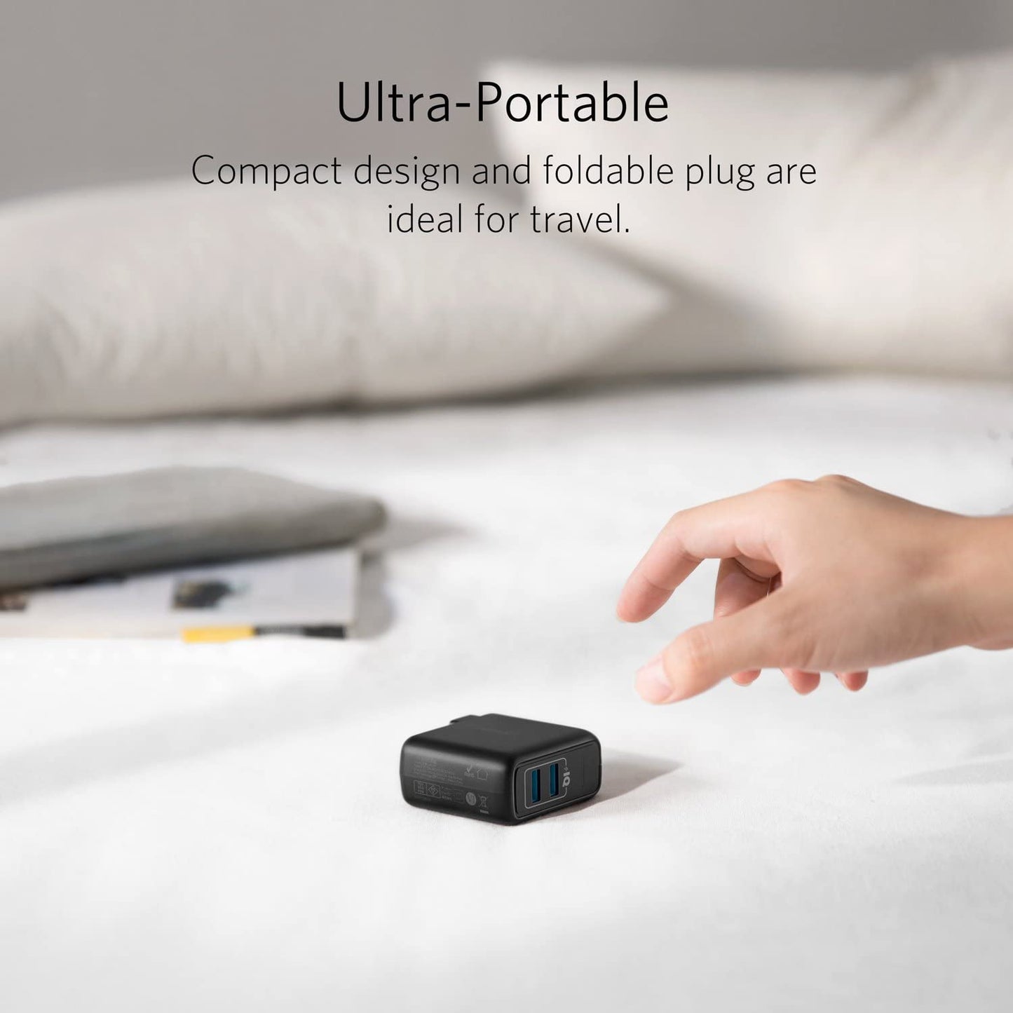 USB Charger, Elite Dual Port 24W Wall Charger, PowerPort 2 with PowerIQ and Foldable Plug