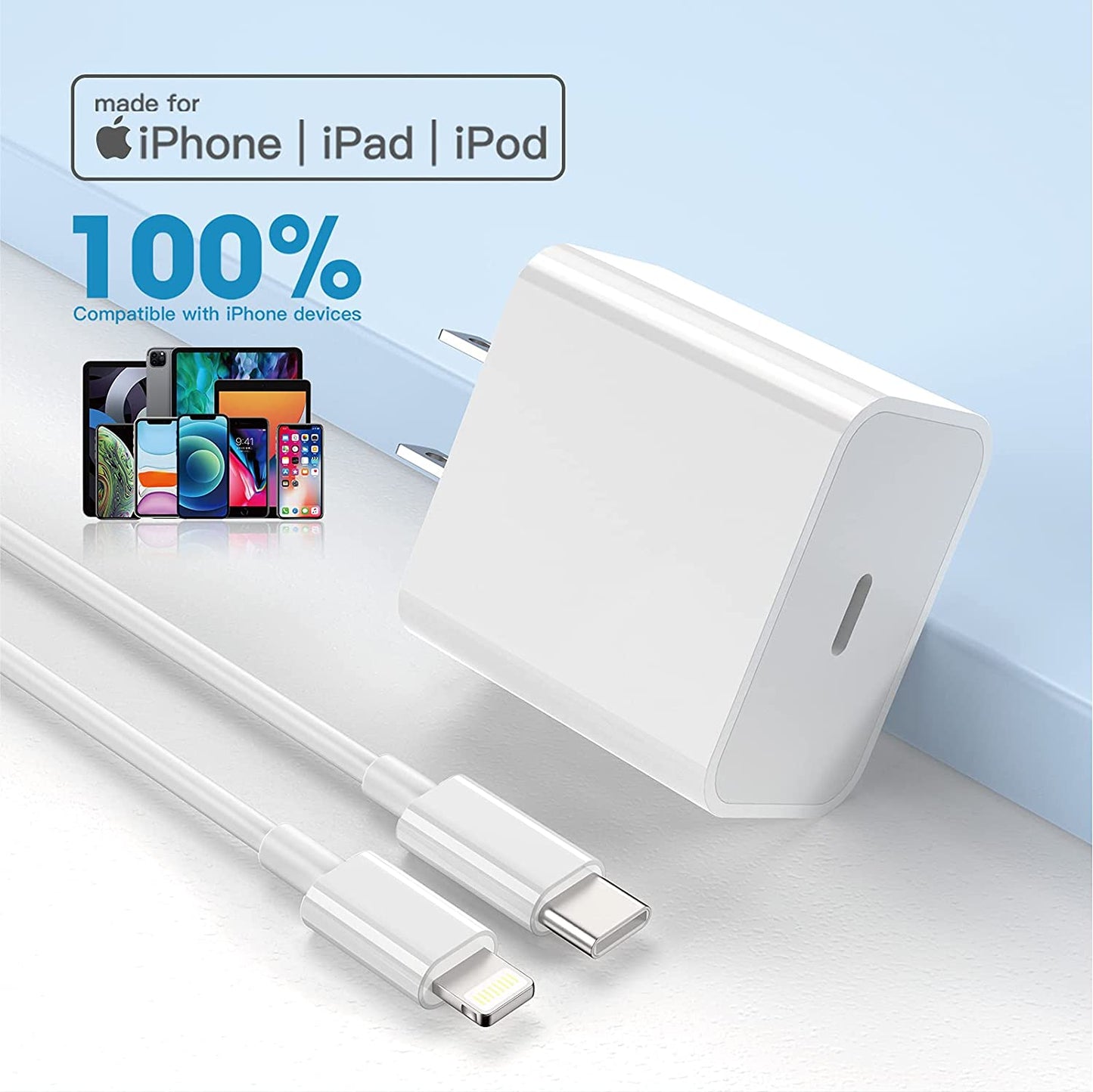 iPhone Charger [Apple MFI Certified]  Apple Block USB C Fast Wall Plug with 6ft USB C to Lightning Cable for iPhone13/ 12/12pro/12 pro max/11 pro Max