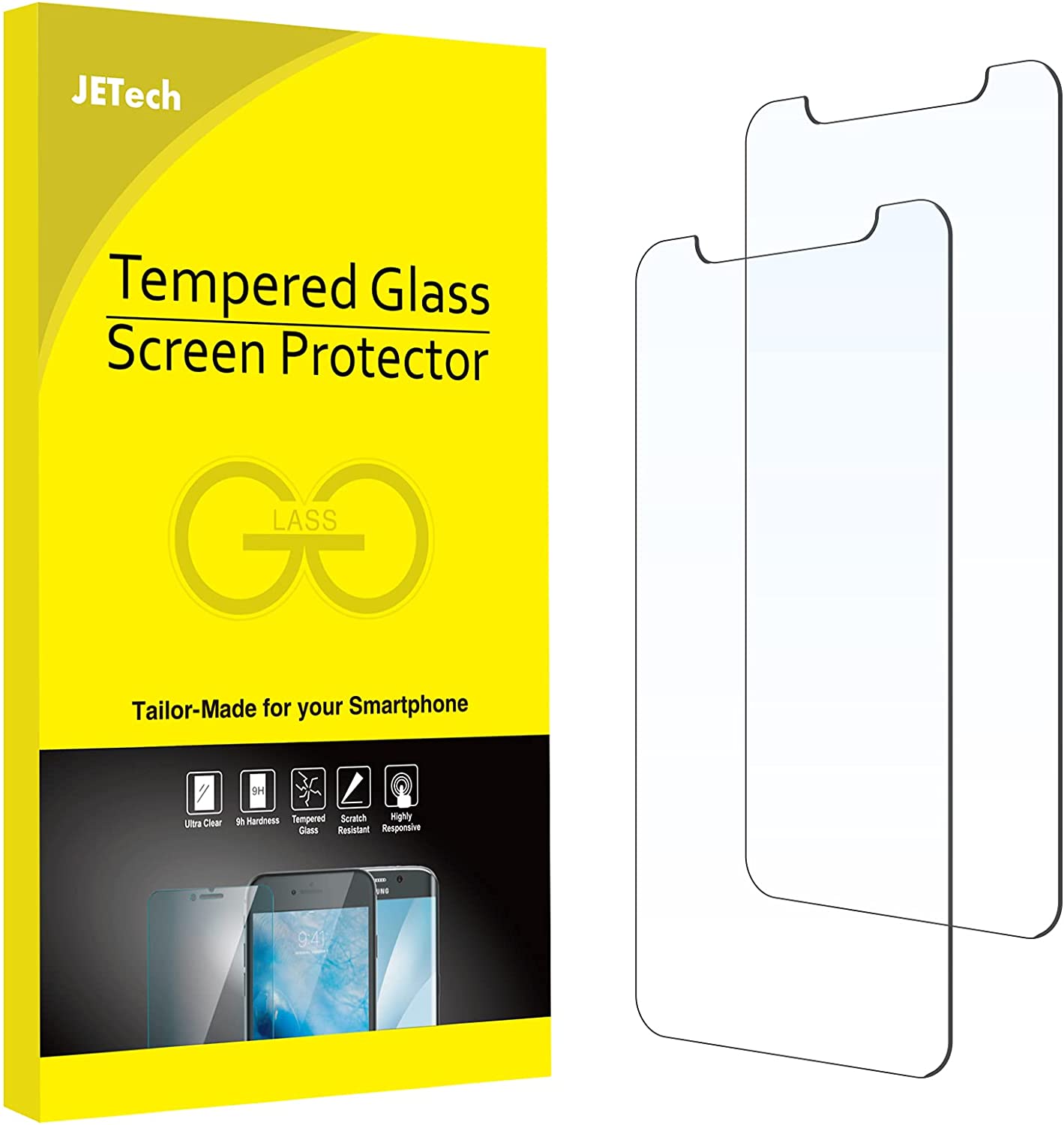 Screen Protector JETech for iPhone 11 Pro, for iPhone Xs, for iPhone X, 5.8-Inch, Tempered Glass Film, 2-Pack