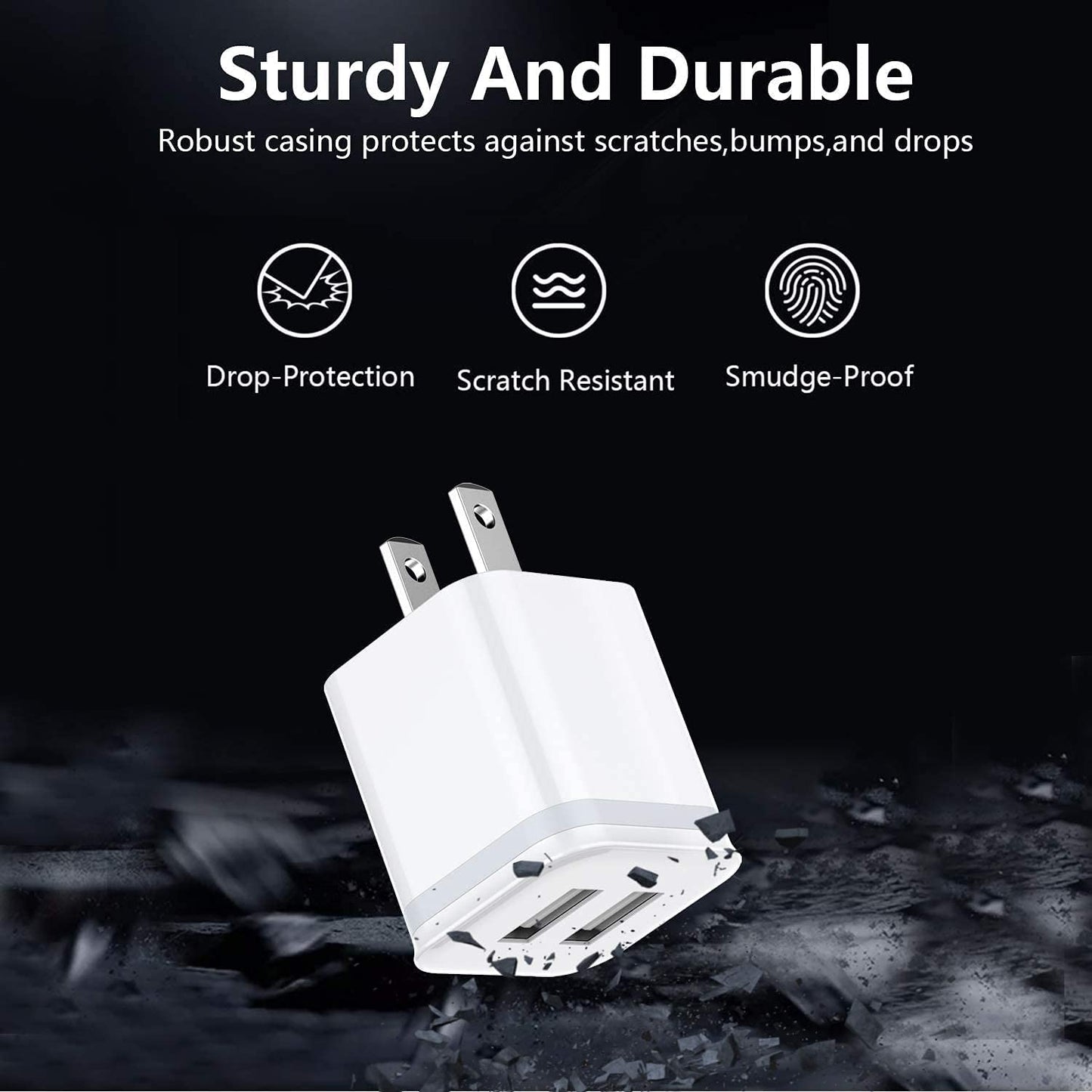 USB Wall Charger, LUOATIP 3-Pack 2.1A/5V Dual Port USB Cube Power Adapter Charger Plug