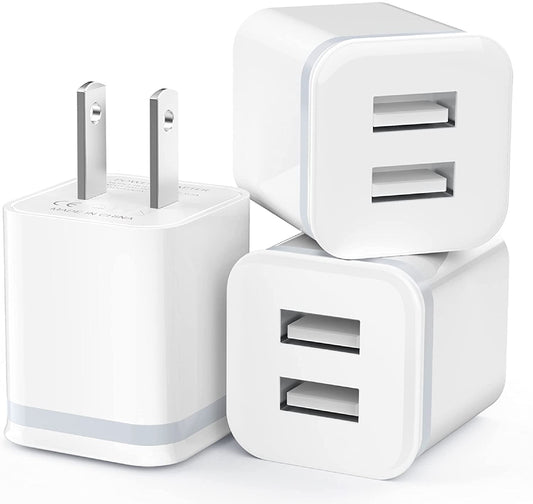 USB Wall Charger, LUOATIP 3-Pack 2.1A/5V Dual Port USB Cube Power Adapter Charger Plug