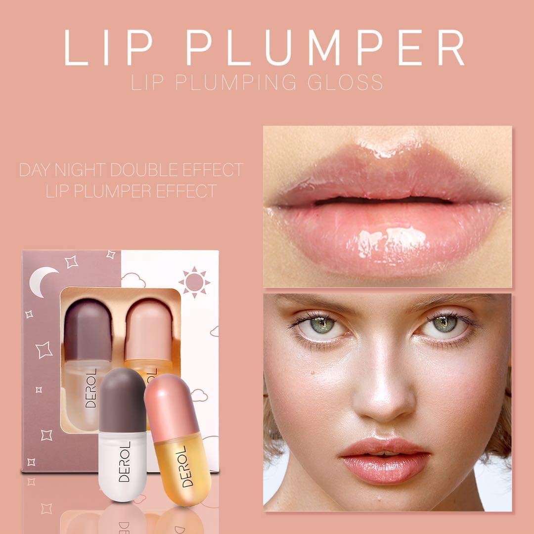 DEROL Lip Plumper by Vafee, Natural Lip Plumper and Lip Care Serum, Lip Enhancer for Fuller, Lip Mask, Beautiful Fuller, Hydrating