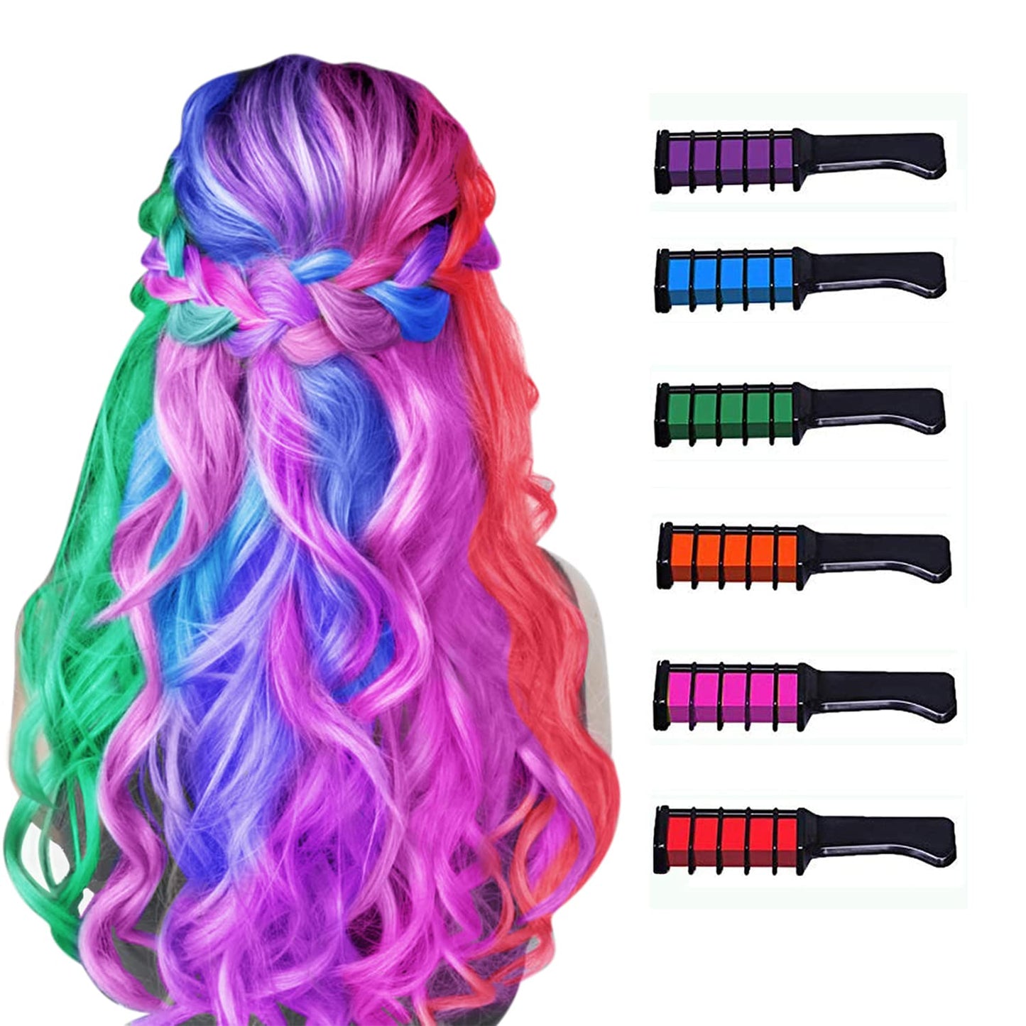 New Hair Chalk Comb Temporary Hair Color  Dye for Girls Kids, Washable Hair Chalk