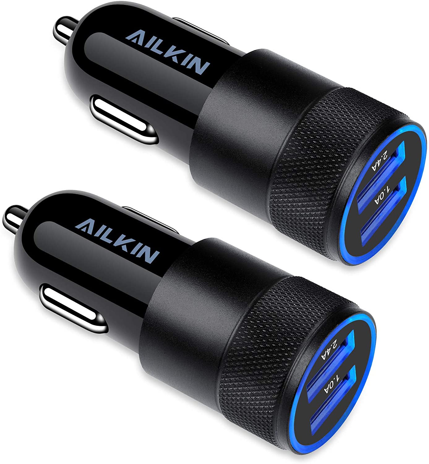 Car Charger 2Pack , 3.4A Fast Charge Dual Port USB Cargador Carro Lighter Adapter for iPhone