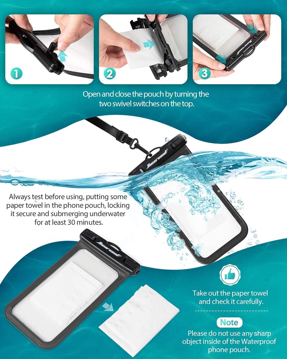 Universal Waterproof Case,Hiearcool Phone Pouch Compatible for iPhone 13 12 11 Pro Max XS Samsung Galaxy S10