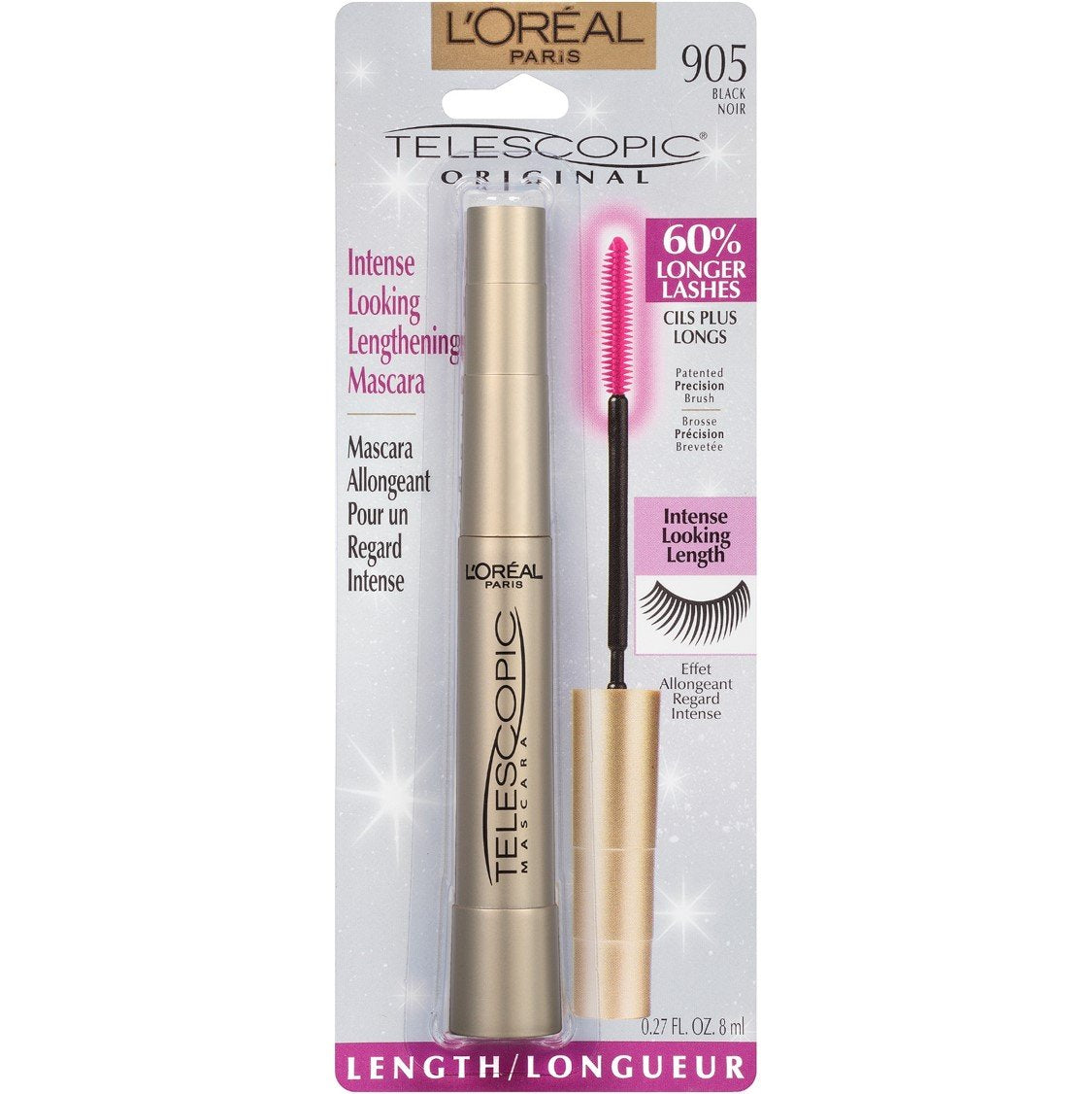 Makeup Telescopic Original Lengthening Mascara, Black Brown, 0.27 Fl Oz (1 Count)