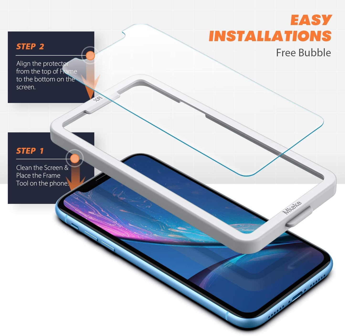 Screen protector Mkeke for iPhone XR and iPhone 11 , Tempered Glass Film