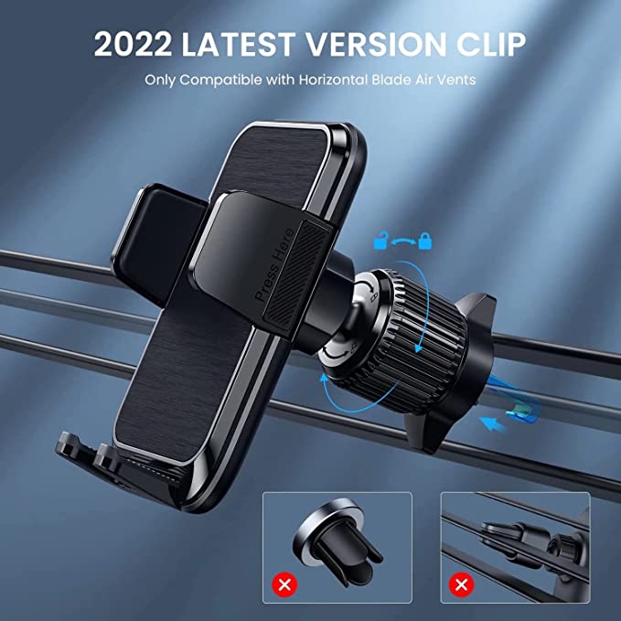 Cell Phone Holder Qifutan Phone Mount for Car Vent [2022 Upgraded Clip] Car Hands Free Cradle