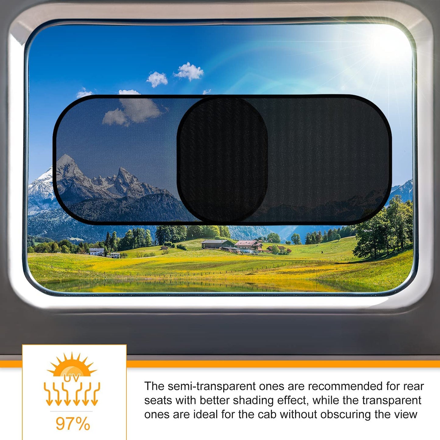 Car Window Shade, Car Window Shade Baby-Cling Sunshade for Side Windows-80GSM UPF50+ Blocks Sun, Glare and Over 97% of UV Rays Protection