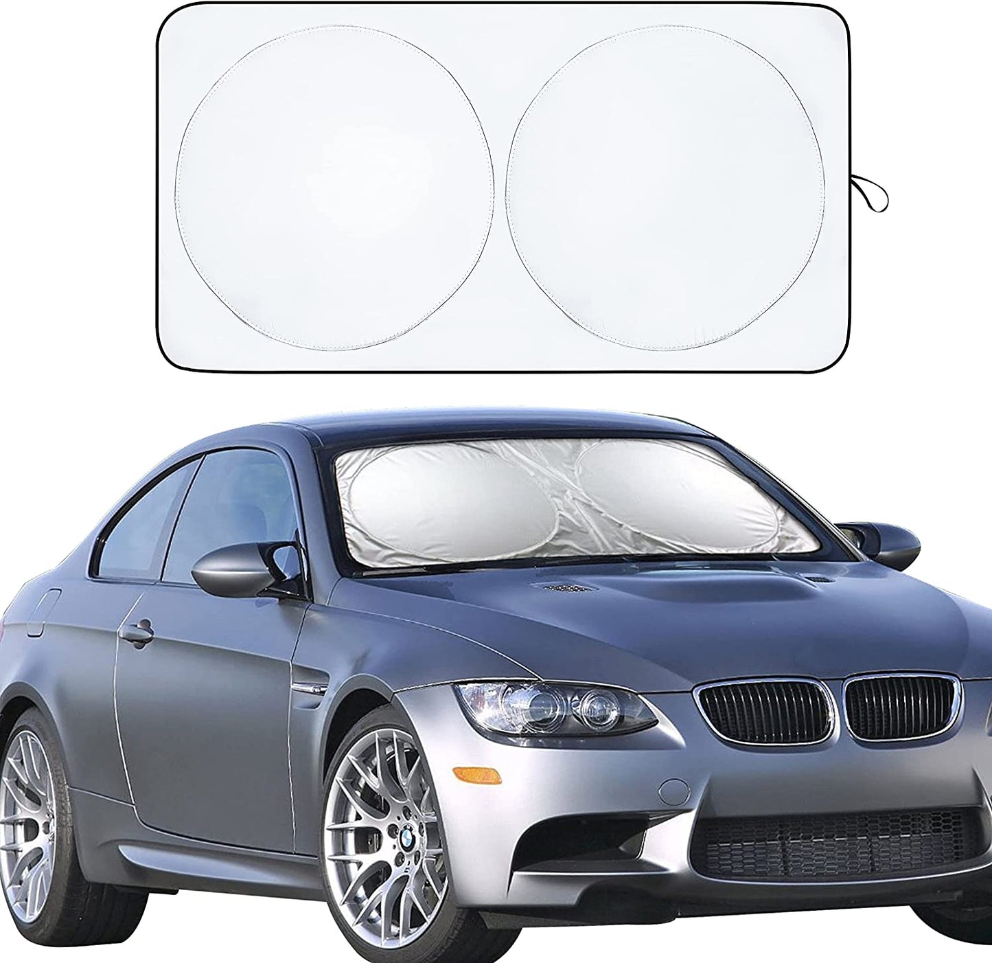 Car Windshield Sun Shade with Storage Pouch | Durable 240T Material Car Sun Visor