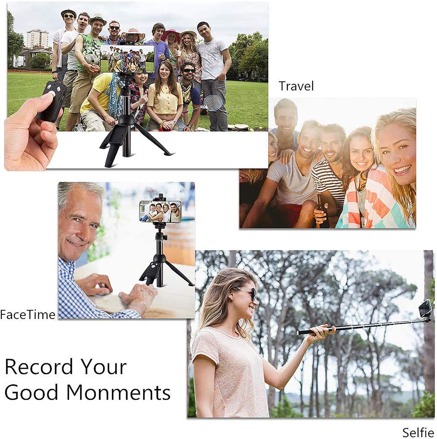 Portable 40 Inch Aluminum Alloy Selfie Stick Phone Tripod with Wireless Remote Shutter