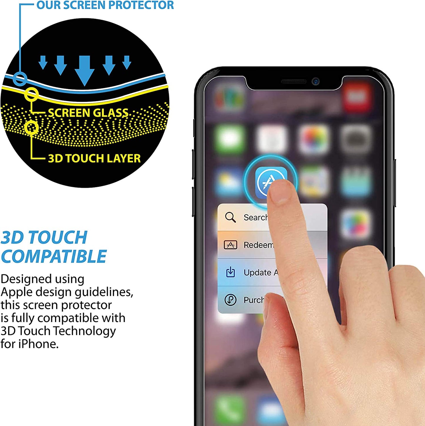 [4 Pack] Screen Protector for iPhone X, iPhone XS, iPhone 11 Pro, Beam Electronics Tempered Glass Screen Protector