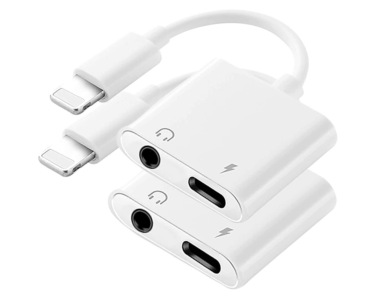 iPhone Headphones Adapter,2 in 1 Lightning to 3.5 mm Headphone Jack Aux  ,Dual Ports Dongle Charger