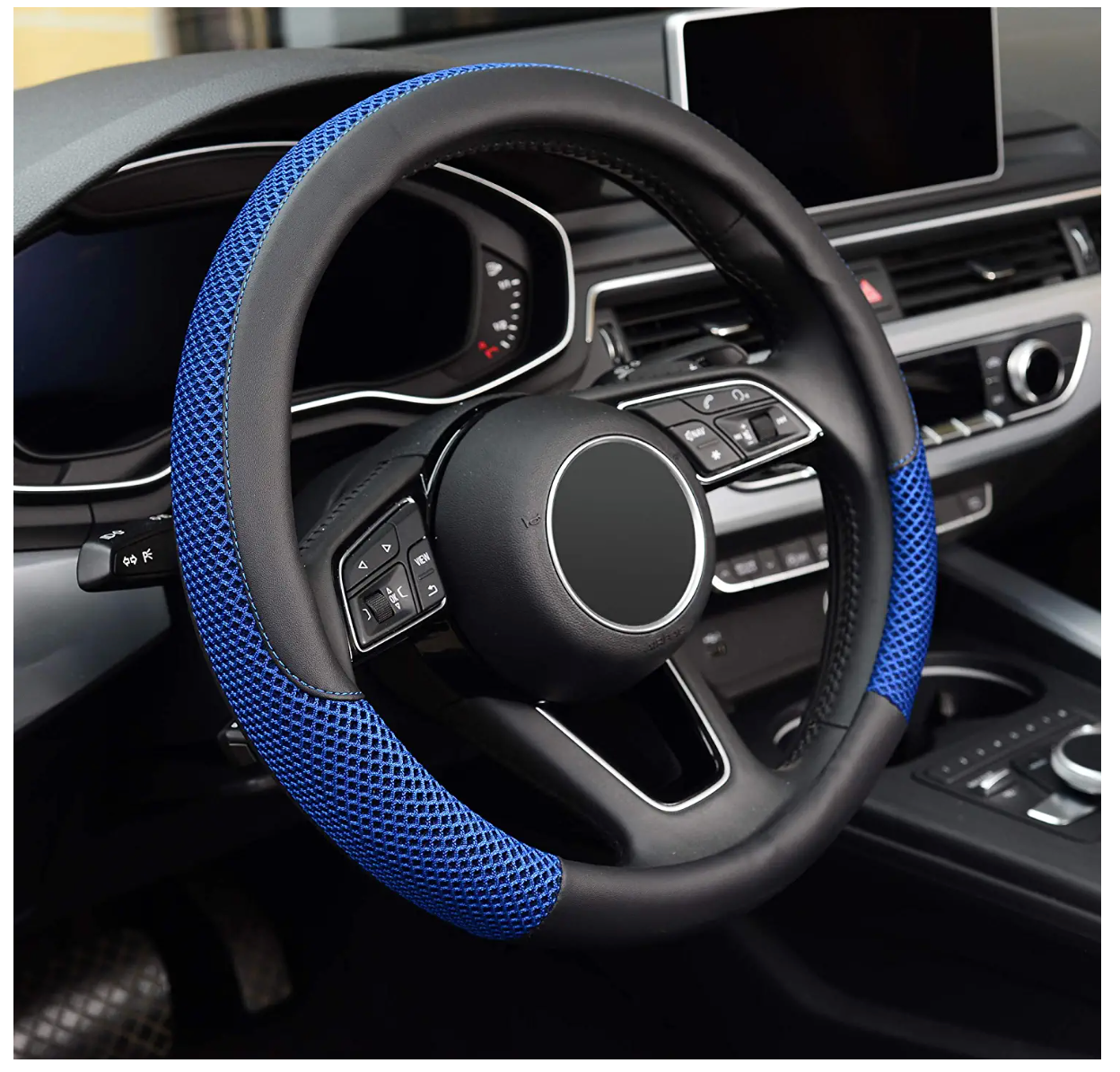 Steering Wheel Cover, Universal 15 inch, Microfiber Leather Viscose, Breathable, Anti-Slip,Warm in Winter and Cool in Summer, Black