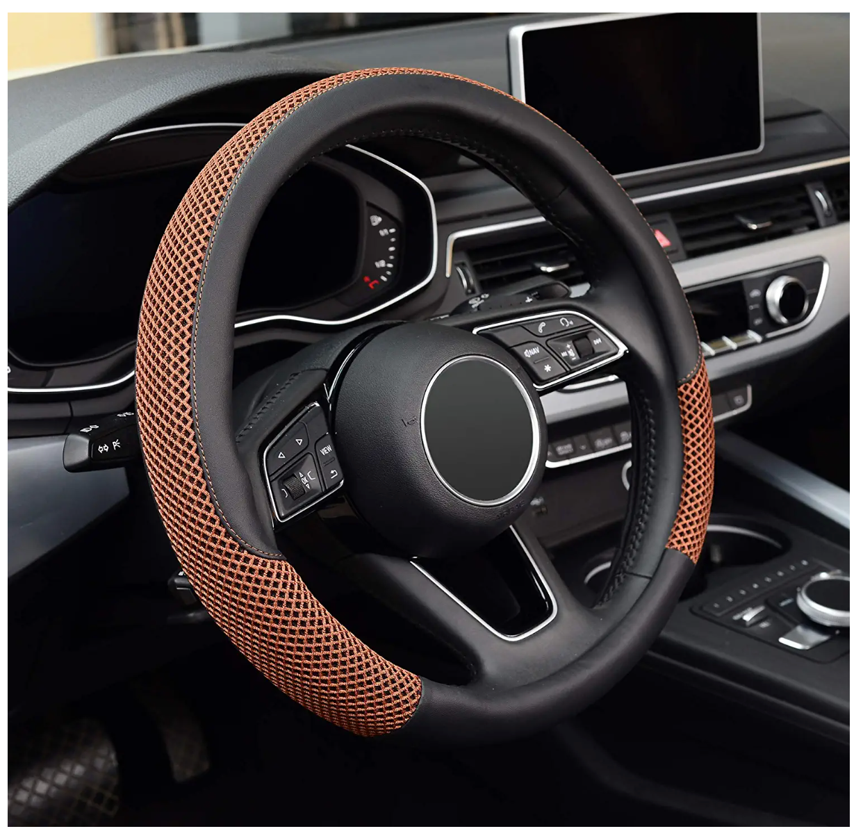 Steering Wheel Cover, Universal 15 inch, Microfiber Leather Viscose, Breathable, Anti-Slip,Warm in Winter and Cool in Summer, Black