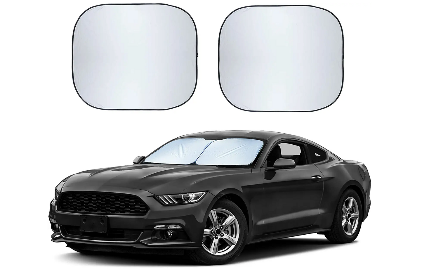 Car Windshield Sun Shade 2-Piece | Durable 230T Polyester Sun Shield for Front Window Blocks UV Rays | Foldable Automotive Interior Accessories for Sun Protection | Small (23.5 x 29 inches)