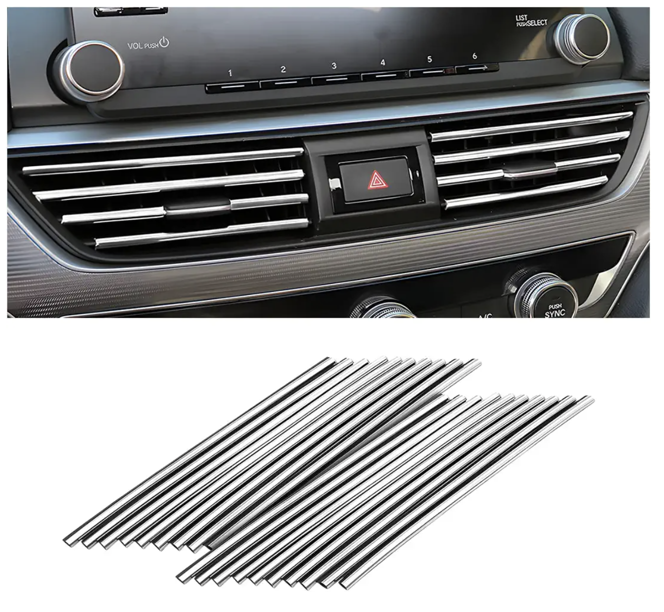 Car Air Conditioner Decoration Strip 8sanlione for Vent Outlet, Universal Waterproof Bendable Air Vent Outlet Trim Decoration (20 Pieces)