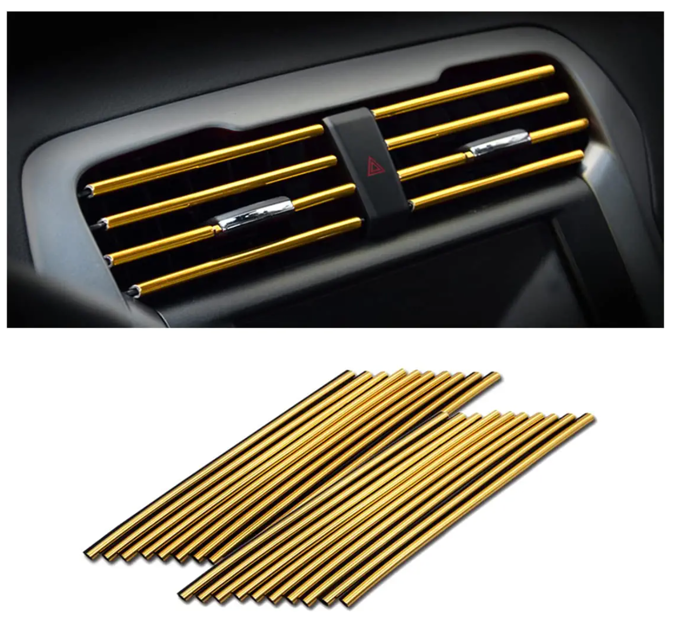 Car Air Conditioner Decoration Strip 8sanlione for Vent Outlet, Universal Waterproof Bendable Air Vent Outlet Trim Decoration (20 Pieces)