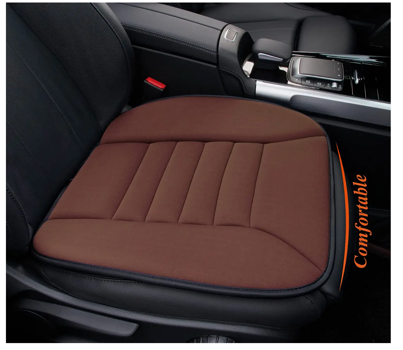 Car Seat Cushion with 1.2inch Comfort Memory Foam, Seat Cushion for Car and Office Chair (Black)